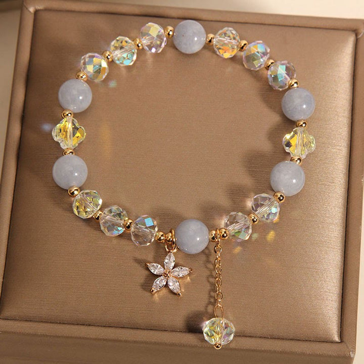 Buddha Stones Natural Aquamarine Crystal Zircon Flower Peace Healing Bracelet - image 4