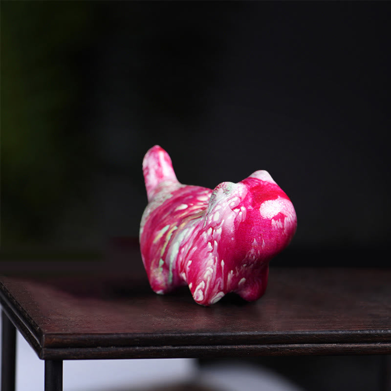 Buddha Stones Mini Lovely Cat Ebony Wood Lacquer Craft Peace Decoration - Red(Random Red Color) - image 2