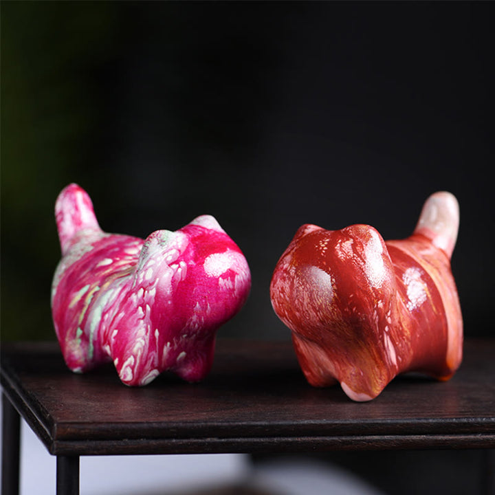 Buddha Stones Mini Lovely Cat Ebony Wood Lacquer Craft Peace Decoration - image 3