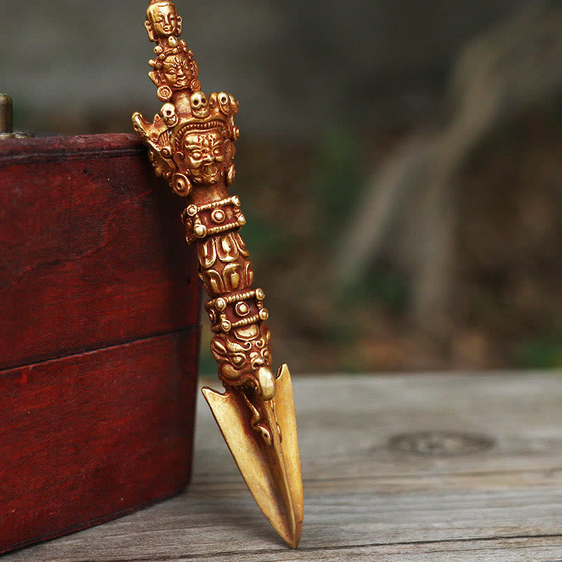 Buddha Stones Handmade Small Nepal Vajra Dorje Strength Copper Metal Decoration - Dorje 0.79*4.72in (2*12cm) - image 0