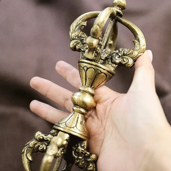 Buddha Stones Handmade Nepal Vajra Dorje Spiritual Power Copper Metal Home Decoration - image 4