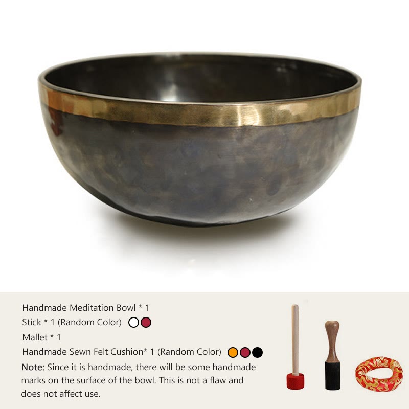 Buddha Stones Handmade Nepal Singing Bowl Simple Pattern for Healing and Meditation Sound Bowl Set - 11.42-11.81 IN (29-30 CM) - image 10