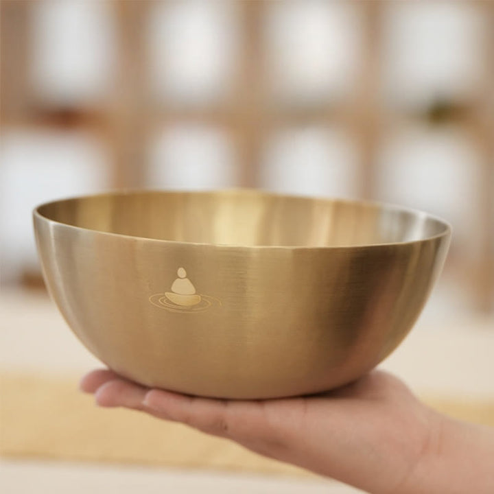 Buddha Stones Handmade Nepal Golden Singing Bowl for Healing and Meditation Sound Bowl Set - image 0
