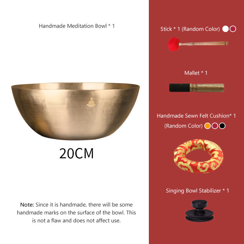 Buddha Stones Handmade Nepal Golden Singing Bowl for Healing and Meditation Sound Bowl Set - 7.87 IN (20 CM) - image 3