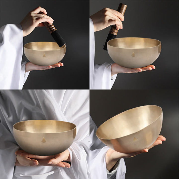 Buddha Stones Handmade Nepal Golden Singing Bowl for Healing and Meditation Sound Bowl Set - image 19