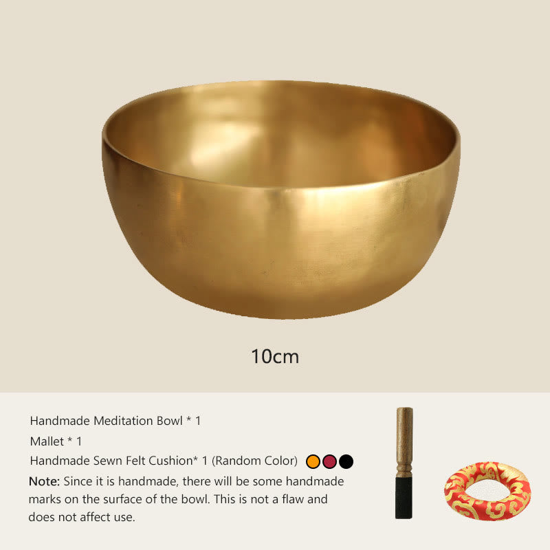 Buddha Stones Handmade Nepal Golden Singing Bowl Simple Design for Healing and Meditation Sound Bowl Set - 3.94 IN (10 CM) - image 1