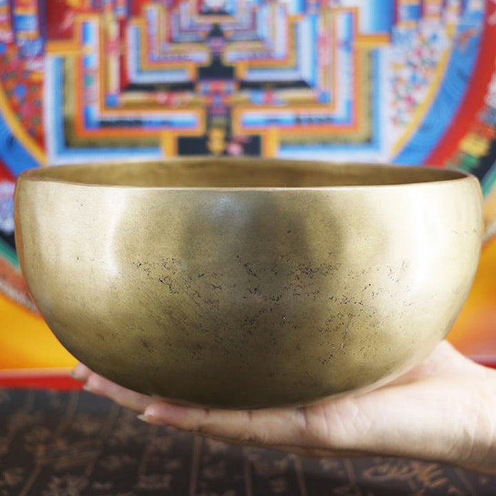 Buddha Stones Handmade Nepal Golden Singing Bowl Simple Design for Healing and Meditation Sound Bowl Set - image 18