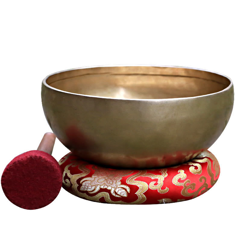 Buddha Stones Handmade Nepal Golden Singing Bowl Simple Design for Healing and Meditation Sound Bowl Set - image 24