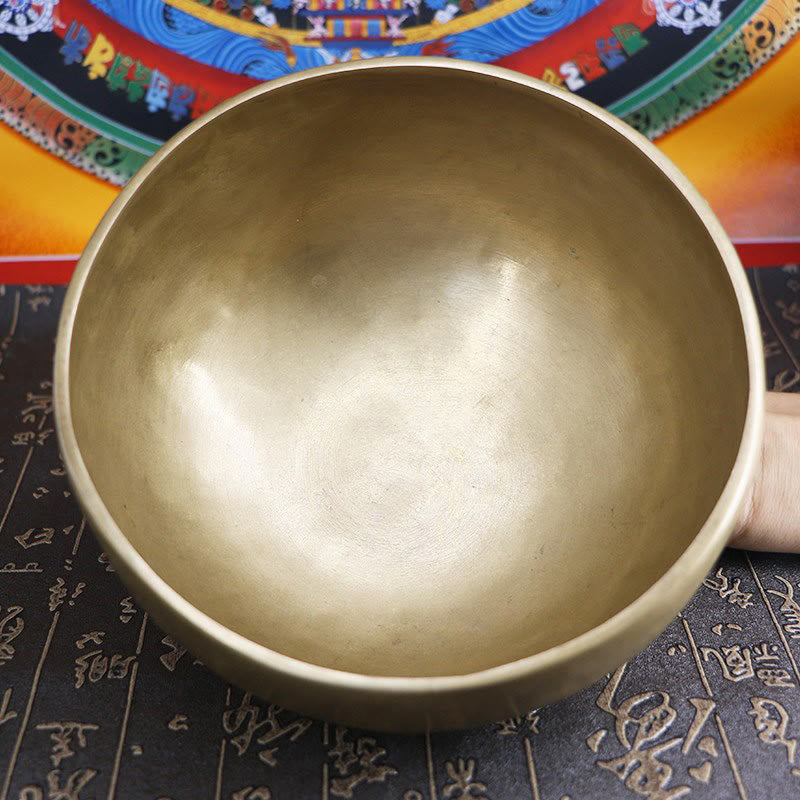 Buddha Stones Handmade Nepal Golden Singing Bowl Simple Design for Healing and Meditation Sound Bowl Set - image 16