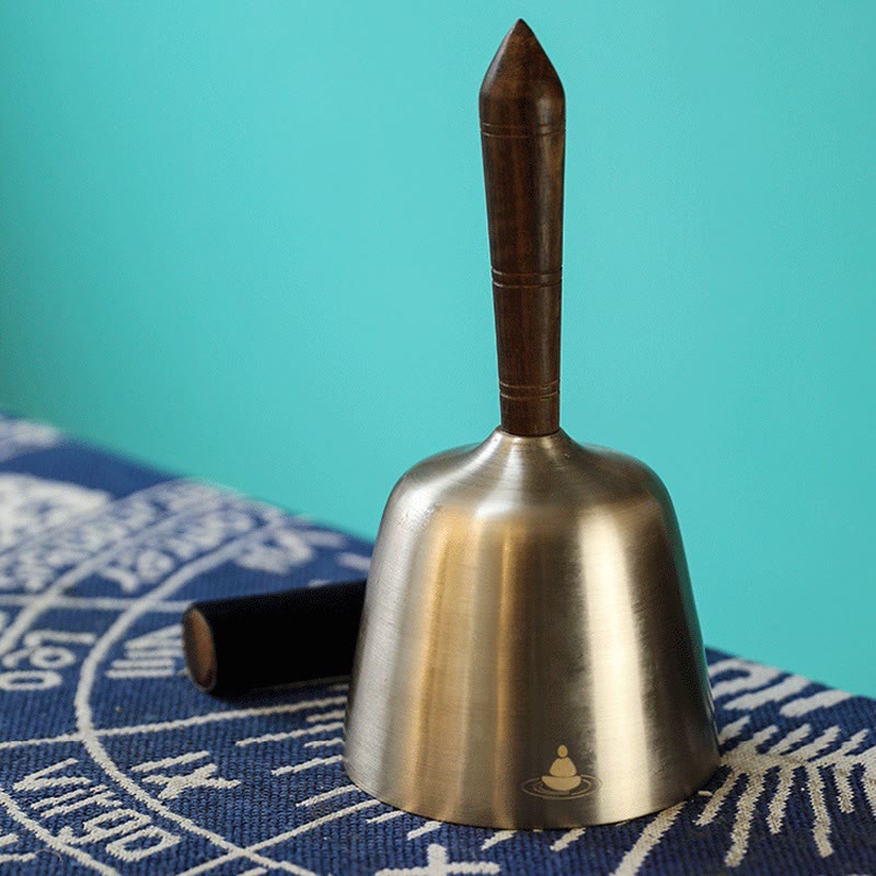 Buddha Stones Handmade Hand-held Awakening Singing Bell Chime for Healing and Meditation Wooden Handle Sound Set - image 2