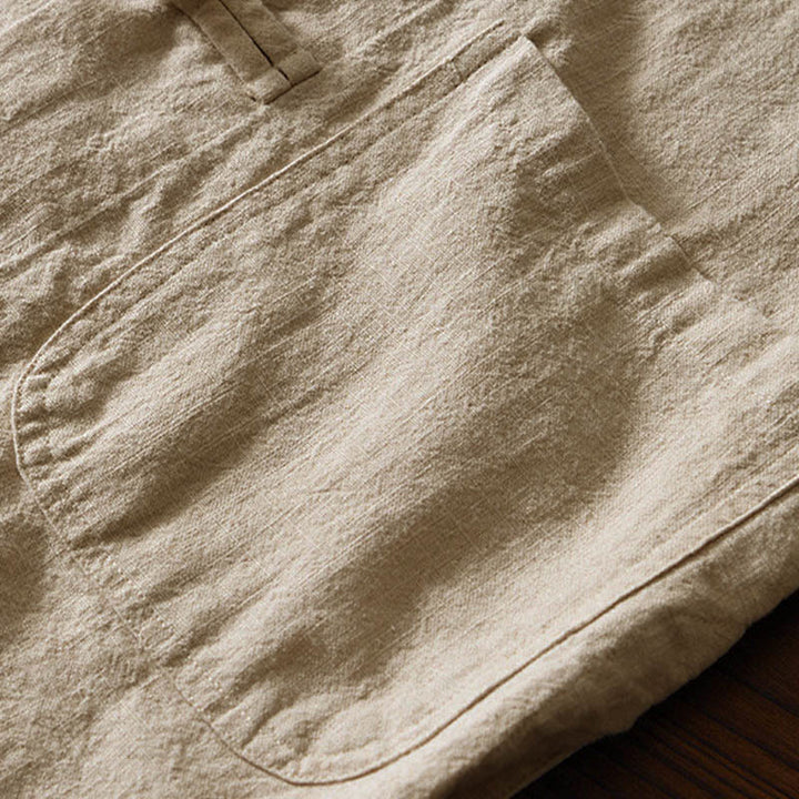 Buddha Stones Frog-Button Chinese Tang Suit Cotton Linen Men Shirt With Pockets - image 27