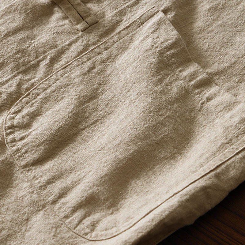 Buddha Stones Frog-Button Chinese Tang Suit Cotton Linen Men Shirt With Pockets - image 28