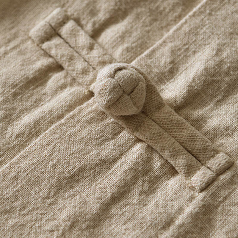 Buddha Stones Frog-Button Chinese Tang Suit Cotton Linen Men Shirt With Pockets - image 24