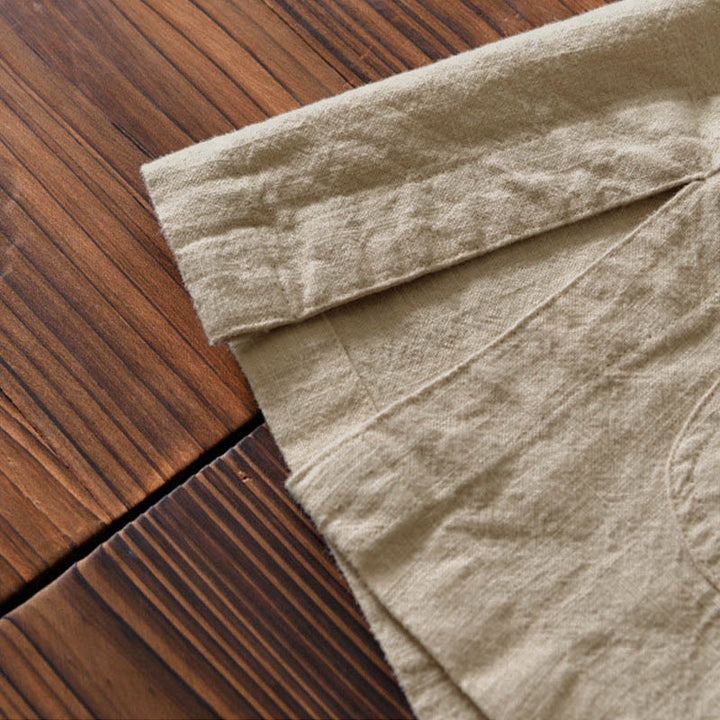 Buddha Stones Frog-Button Chinese Tang Suit Cotton Linen Men Shirt With Pockets - image 25