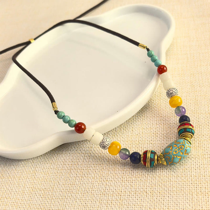 Buddha Stones Tibetan Handmade Turquoise Beads Balance Necklace Pendant - Turquoise - image 0