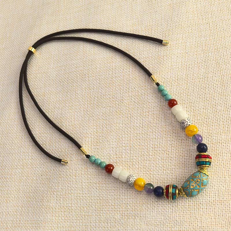 Buddha Stones Tibetan Handmade Turquoise Beads Balance Necklace Pendant - image 3