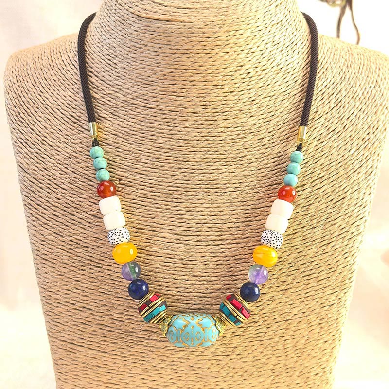 Buddha Stones Tibetan Handmade Turquoise Beads Balance Necklace Pendant - image 4
