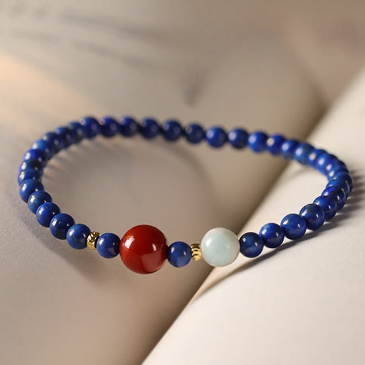 Buddha Stones Small Lazurite Lapis Lazuli Agate Ultra-thin Beads Positive Bracelet - image 3