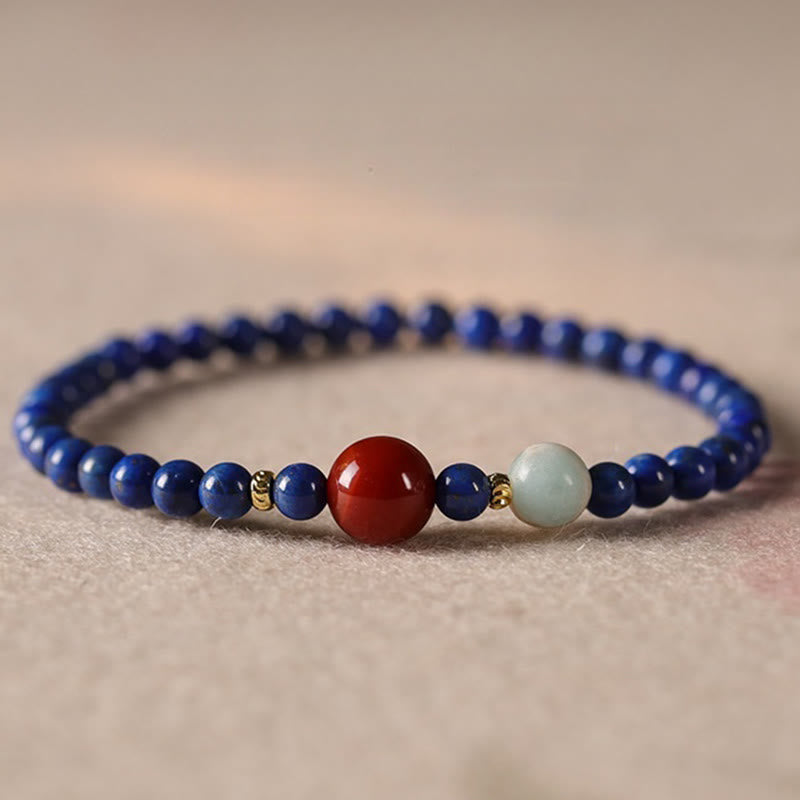 Buddha Stones Small Lazurite Agate Ultra-thin Beads Positive Bracelet - Lazurite(Wrist Circumference: 5.5-5.9in) - image 0