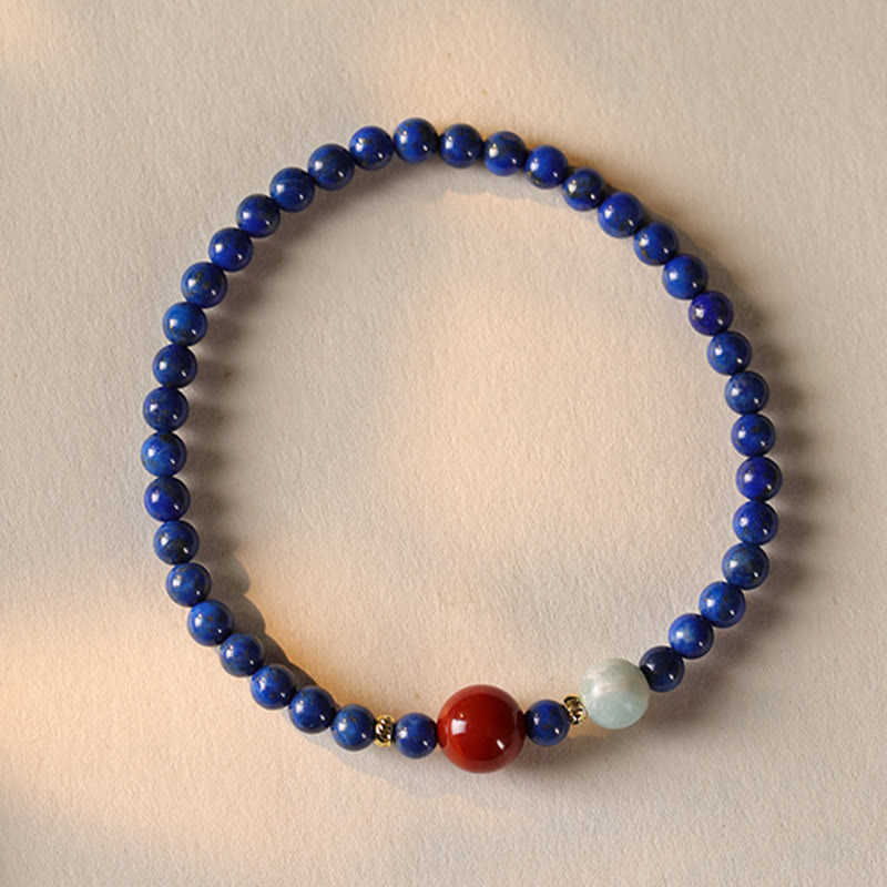 Buddha Stones Small Lazurite Agate Ultra-thin Beads Positive Bracelet - image 1
