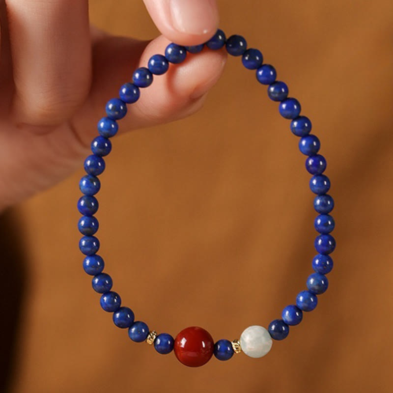 Buddha Stones Small Lazurite Lapis Lazuli Agate Ultra-thin Beads Positive Bracelet - image 6