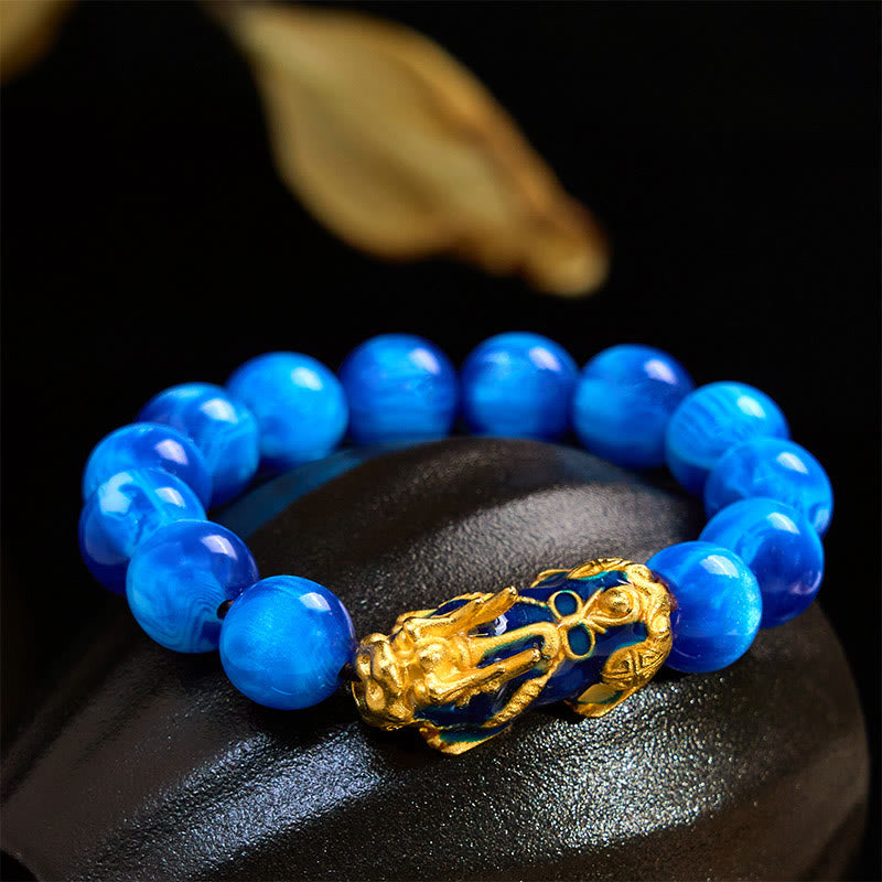 Buddha Stones Colorful Sea Willow Color Change PiXiu Positive Healing Bracelet - 12mm Blue Sea Willow(Wrist Circumference 17-18cm) - image 0