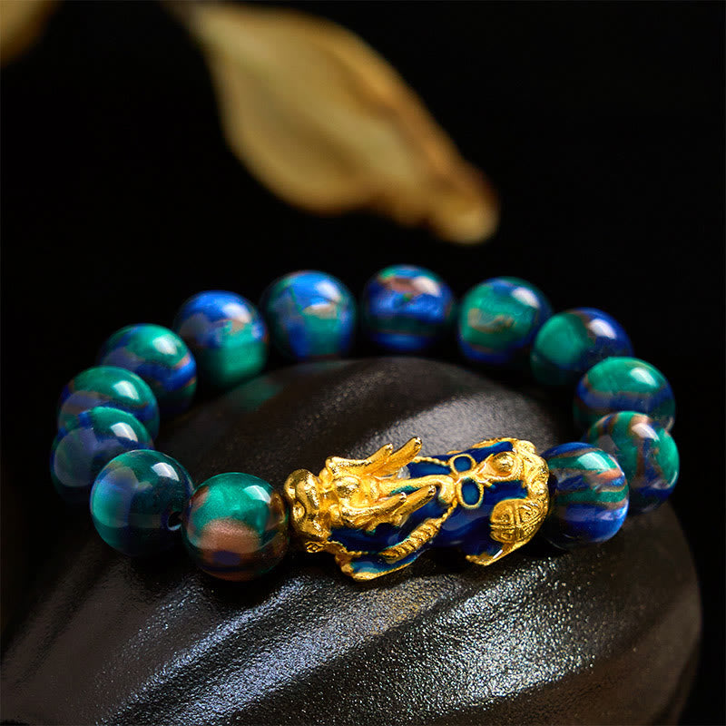 Buddha Stones Colorful Sea Willow Color Change PiXiu Positive Healing Bracelet - Green Sea Willow(Wrist Circumference 15-18cm) - image 10