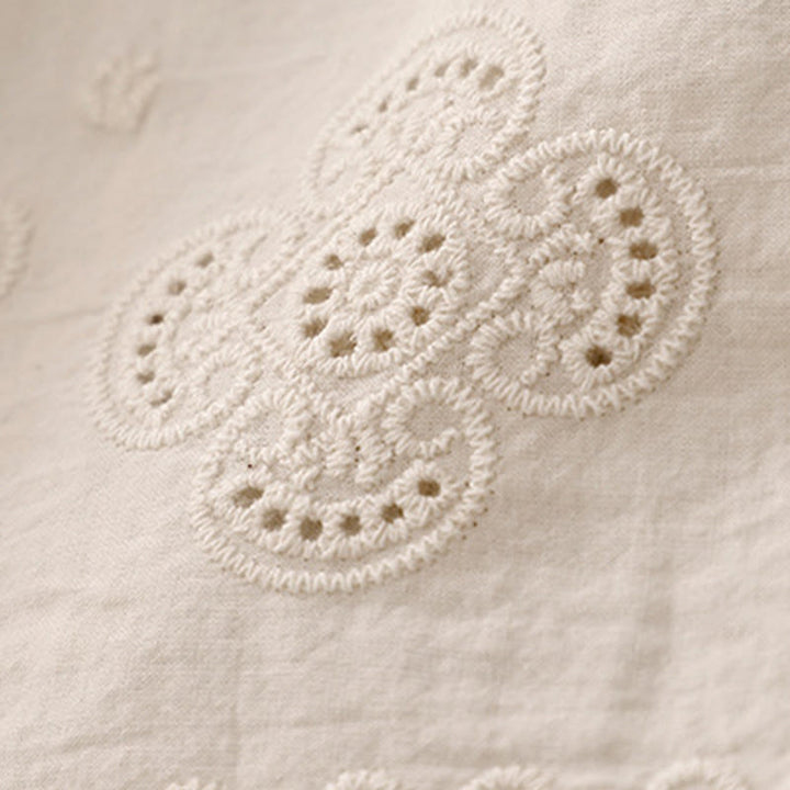 Buddha Stones Summer Vintage Embroidery Lace Hem Patchwork Design Women's Wide Leg Cotton Pants With Pockets - image 15