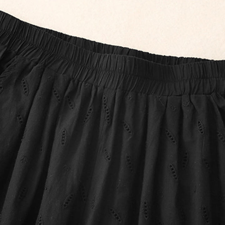 Buddha Stones Summer Vintage Embroidery Lace Hem Patchwork Design Women's Wide Leg Cotton Pants With Pockets - image 8