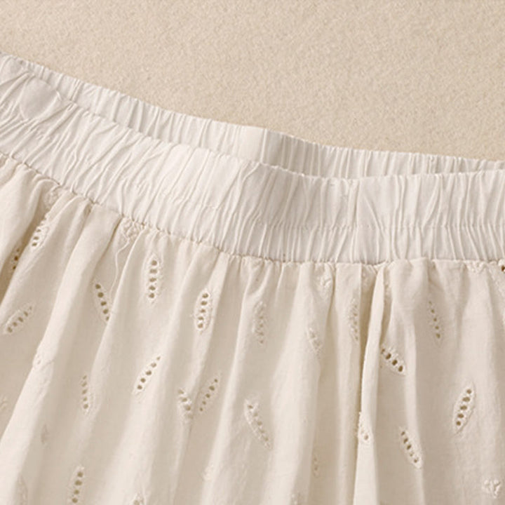 Buddha Stones Summer Vintage Embroidery Lace Hem Patchwork Design Women's Wide Leg Cotton Pants With Pockets - image 13
