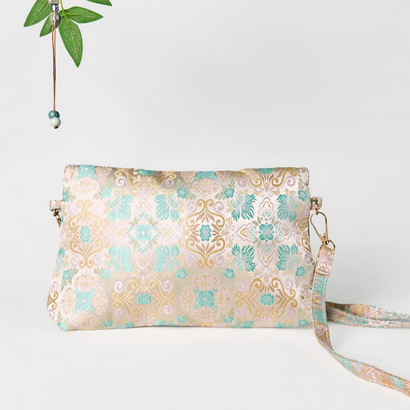 Buddha Stones Retro Flowers Pattern Polyester Cotton Embroidery Crossbody Bag Hangbags - image 1
