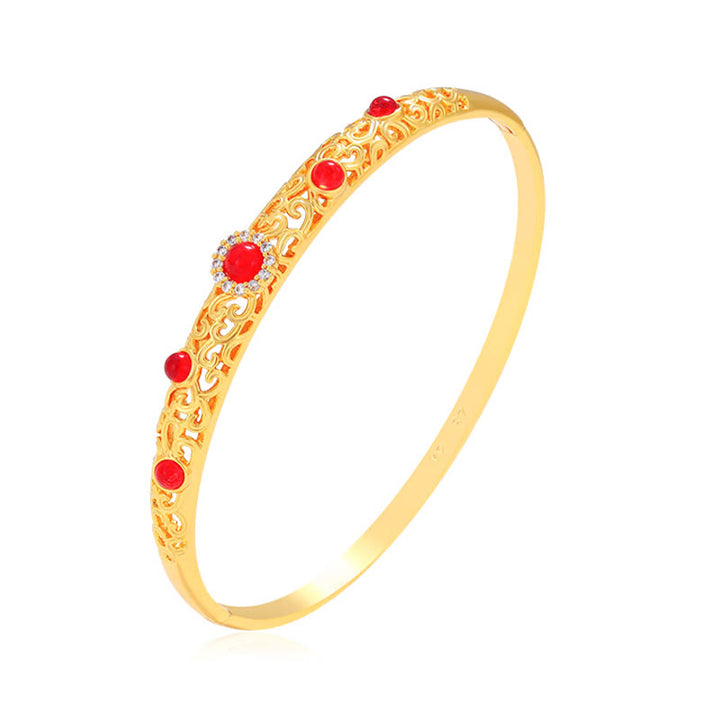 Buddha Stones Vine Design Alloy Zircon Luck Bracelet Bangle - image 3