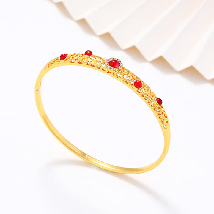 Buddha Stones Vine Design Alloy Zircon Luck Bracelet Bangle - image 2