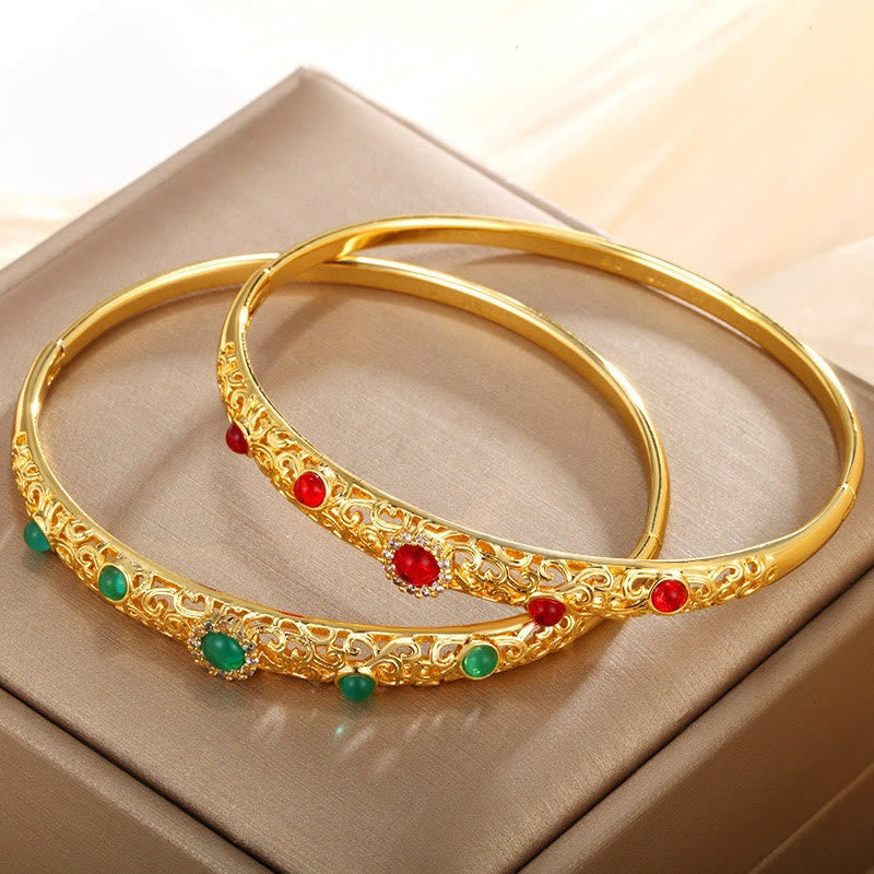 Buddha Stones Vine Design Alloy Zircon Luck Bracelet Bangle - image 0