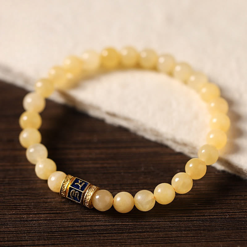 Buddha Stones Topaz Beads Om Mani Padme Hum Fortune Bracelet - image 2