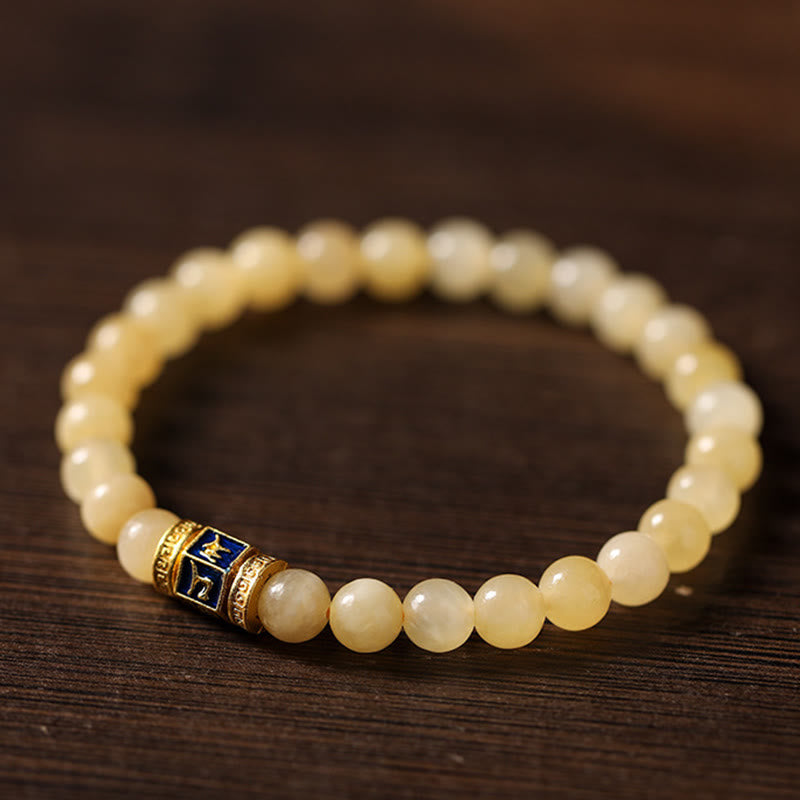 Buddha Stones Topaz Beads Om Mani Padme Hum Fortune Bracelet - image 1
