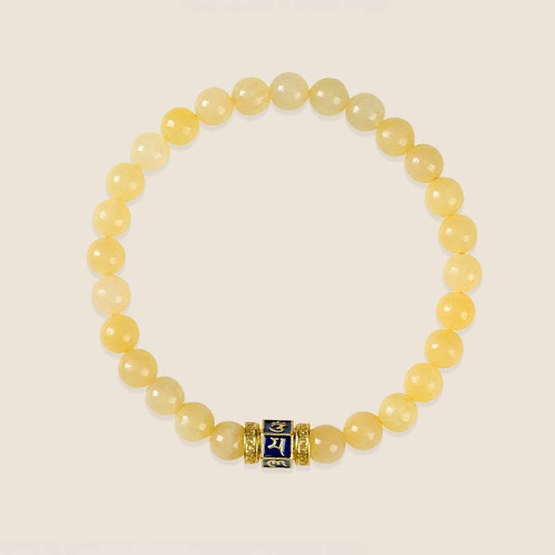 Buddha Stones Topaz Beads Om Mani Padme Hum Fortune Bracelet - image 4
