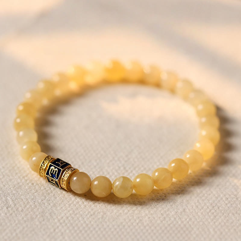Buddha Stones Topaz Beads Om Mani Padme Hum Fortune Bracelet - Topaz(Wrist Circumference: 5.5-6.3in(14-16cm)) - image 0