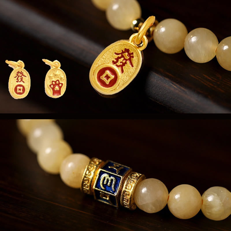 Buddha Stones Topaz Beads Om Mani Padme Hum Fortune Bracelet - image 10