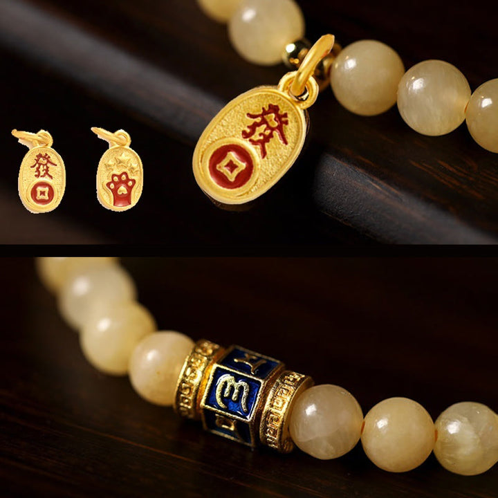 Buddha Stones Topaz Beads Om Mani Padme Hum Fortune Bracelet - image 10