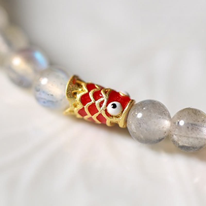 Buddha Stones Ultra-Thin Moonstone Koi Fish Healing Bracelet - image 10