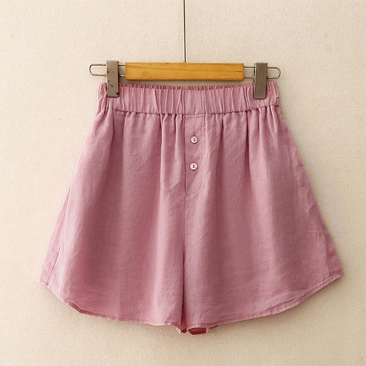 Buddha Stones Summer 2pcs Plain Long Sleeve Shirt Top Cardigan Shorts Meditation Clothing Women's Set With Pockets - image 10