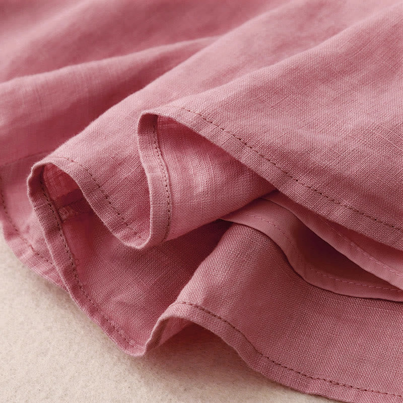 Buddha Stones Summer 2pcs Plain Long Sleeve Shirt Top Cardigan Shorts Meditation Clothing Women's Set With Pockets - image 15