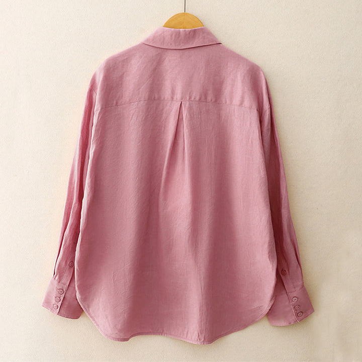 Buddha Stones Summer 2pcs Plain Long Sleeve Shirt Top Cardigan Shorts Meditation Clothing Women's Set With Pockets - image 4