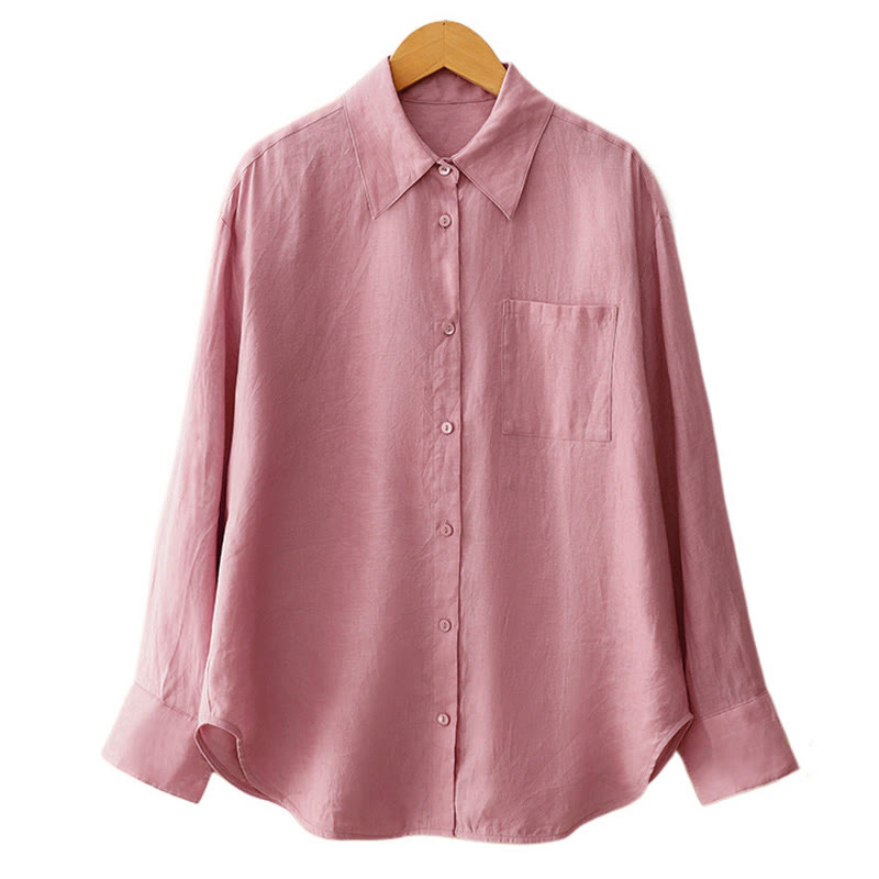 Buddha Stones Summer 2pcs Plain Long Sleeve Shirt Top Cardigan Shorts Meditation Clothing Women's Set With Pockets - image 16