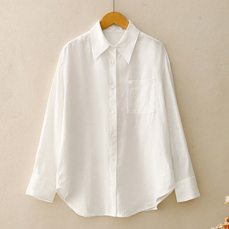 Buddha Stones Summer 2pcs Plain Long Sleeve Shirt Top Cardigan Shorts Meditation Clothing Women's Set With Pockets - image 29