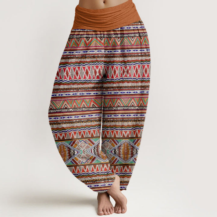 Buddha Stones Cotton Casual Tribal Style Geometric Pattern Women's Elastic Waist Harem Pants - Peru - US22，UK/AU26，EU54 (6XL) - image 0
