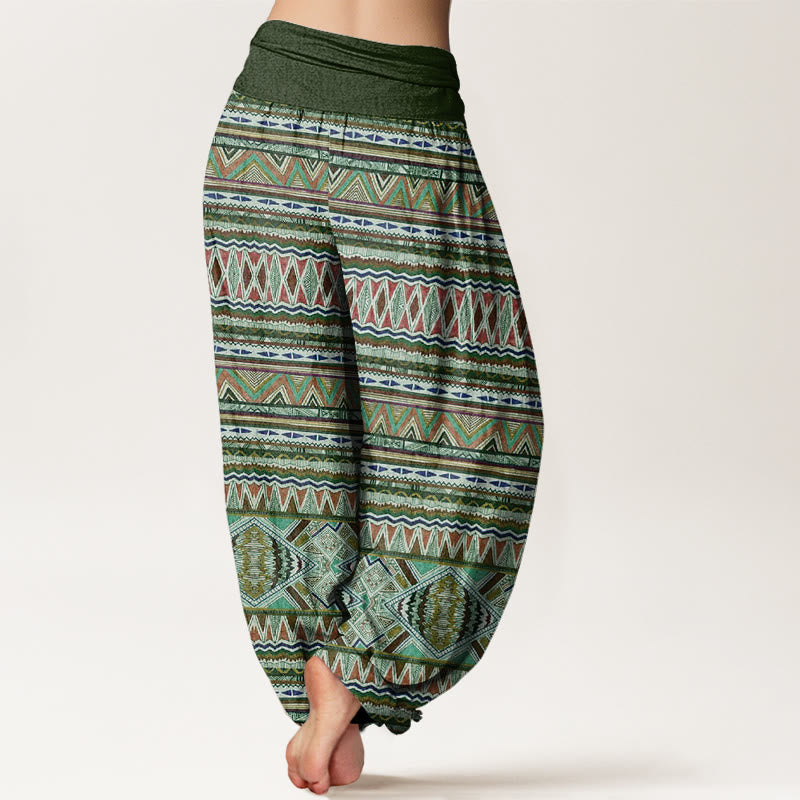 Buddha Stones Casual Tribal Style Geometric Pattern Women's Elastic Waist Harem Pants - image 6