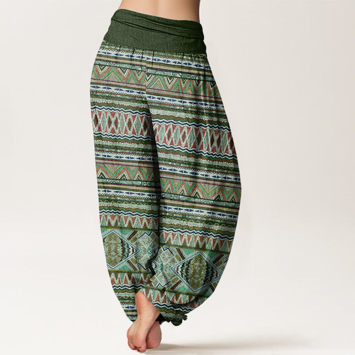 Buddha Stones Casual Tribal Style Geometric Pattern Women's Elastic Waist Harem Pants - image 6