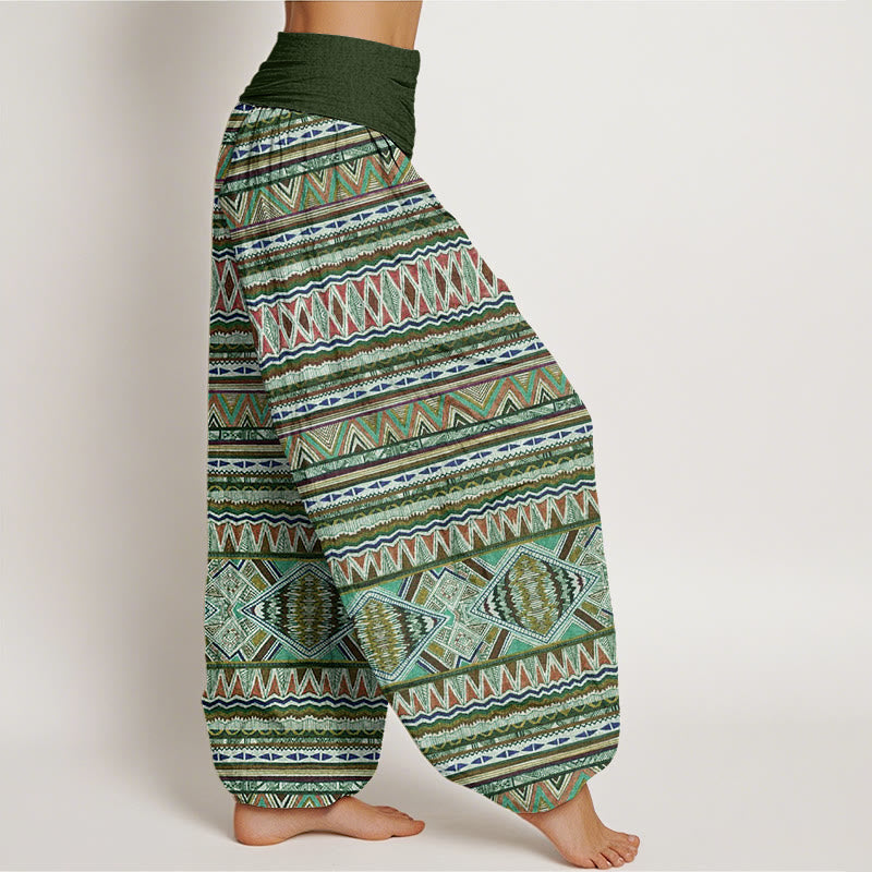Buddha Stones Casual Tribal Style Geometric Pattern Women's Elastic Waist Harem Pants - image 5